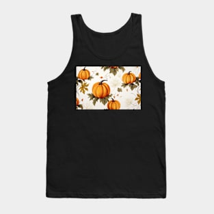 Fall Pumpkins and White Flowers Tank Top